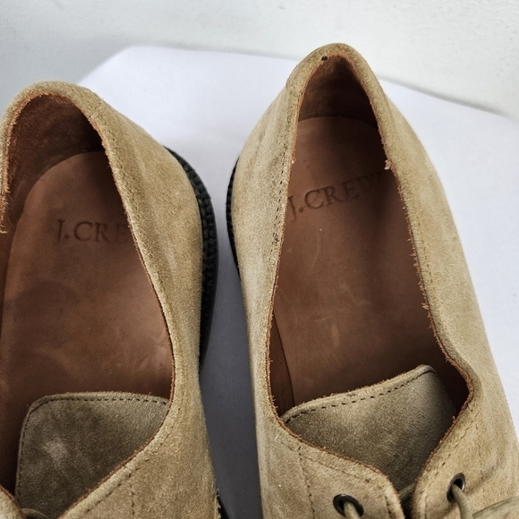J. Crew Mens Kenton Suede Bucks 9 Cream Red Soles Oxford Shoes Lace Up - Picture 7 of 13